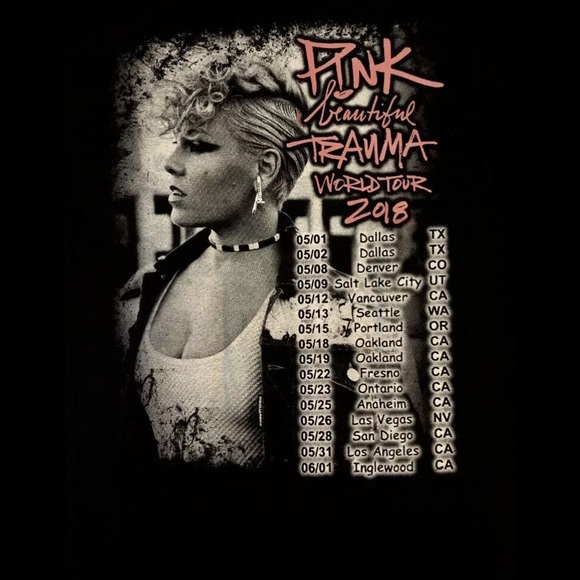 P!NK (the band) Beautiful Trauma Tour 2018 concert Tshirt Mens sz L PINK NEW - Picture 4 of 4